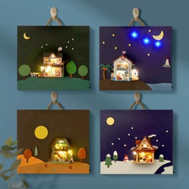 【半島良品】DIY手做創意四時風物詩小屋壁畫(天予畢業禮物 聖誕禮物 生日禮物 小夜燈)