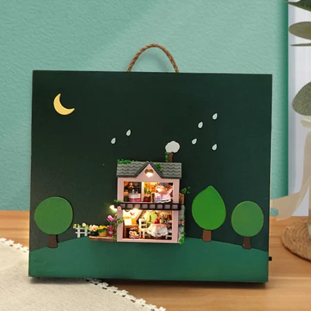 【半島良品】DIY手做創意四時風物詩小屋壁畫(天予畢業禮物 聖誕禮物 生日禮物 小夜燈)