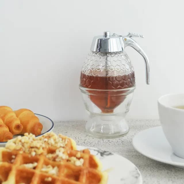 【享樂思】台灣製 玻璃蜂巢造型蜂蜜罐(餐具 廚具 玻璃 日本餐具)