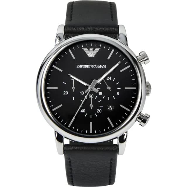 【EMPORIO ARMANI】Classic 三眼計時皮帶手錶-46mm 禮物 送禮 推薦(AR1828)