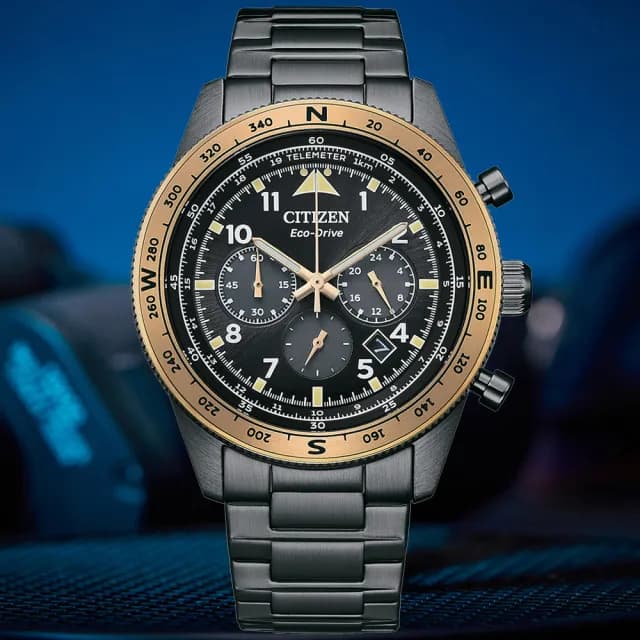 【CITIZEN 星辰】Chronograph系列 型男必備三眼計時腕錶 七夕 情人節 送禮 推薦(CA4556-89E)
