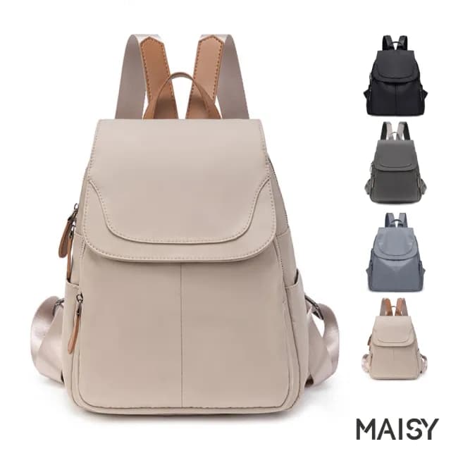 【MAISY】情人節禮物 潮流簡約摩登牛津布質感包(現+預  黑色／灰藍色／深藍色／杏棕色)