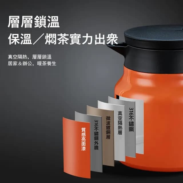 【Kyhome】316不鏽鋼燜茶壺 多功能保溫悶燒泡茶壺 茶水分離 保溫壺/沖泡壺 交換禮物(1000ml)