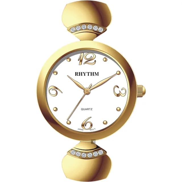 【RHYTHM 麗聲】優雅風采手鍊女錶-白x金/33mm 送禮 禮物 推薦(LE1609S03)