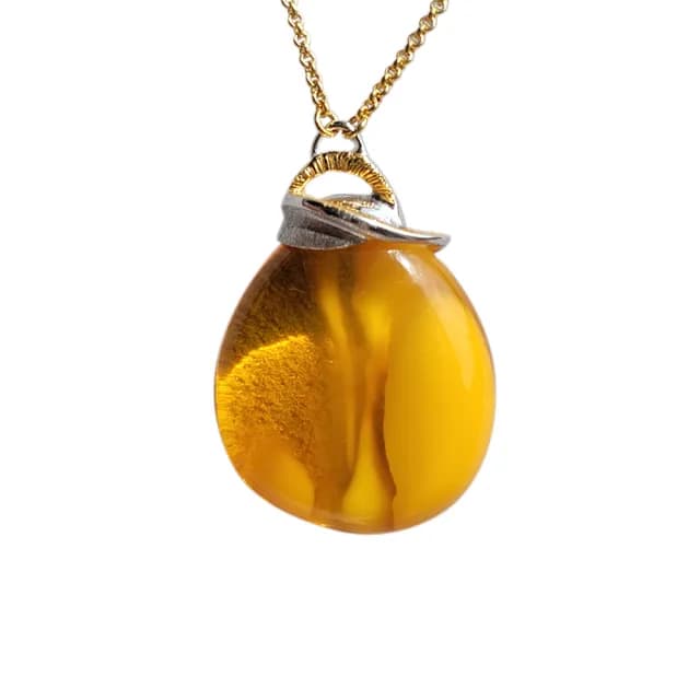 【優雅琥珀】母親節禮物  金絞蜜項鍊(具國際琥珀協會鑑定卡)