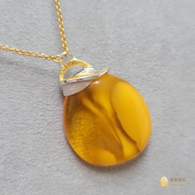【優雅琥珀】母親節禮物  金絞蜜項鍊(具國際琥珀協會鑑定卡)