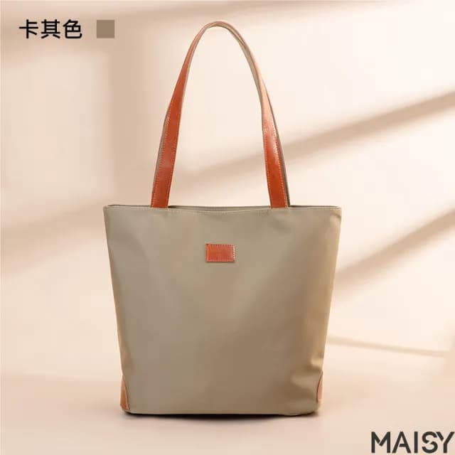 【MAISY】情人節禮物 大容量休閒風牛津布托特包(現+預  黑色／卡其色／墨綠色)
