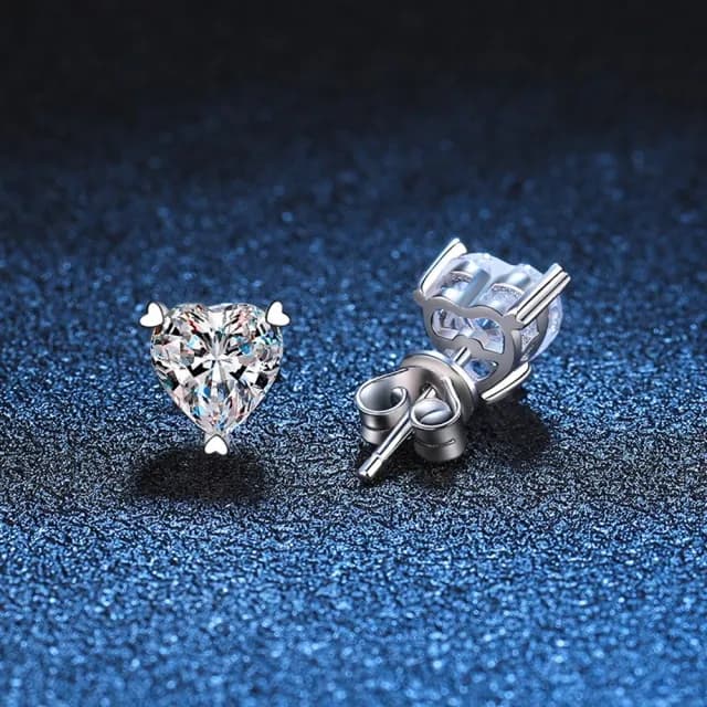 【巴黎精品】現貨+預購 莫桑石耳環925純銀耳針(1克拉心形三爪鑲嵌女飾品a1co60)