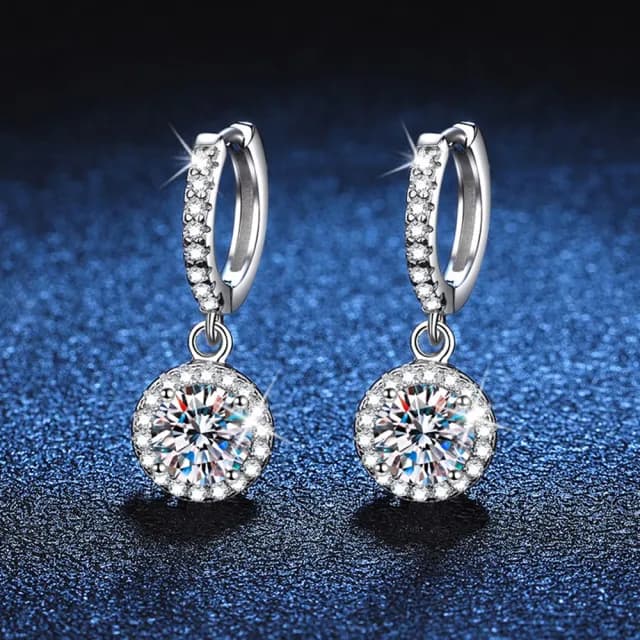 【巴黎精品】現貨+預購 莫桑石耳環925純銀耳針(1ct圓包經典耳圈女飾品a1co94)