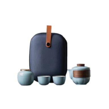 【美味好伙伴】悠遊旅行茶具組 汝窯 哥窯 露營 野餐(茶具 茶壺 茶杯 茶倉 茶葉罐 爬山 健走)