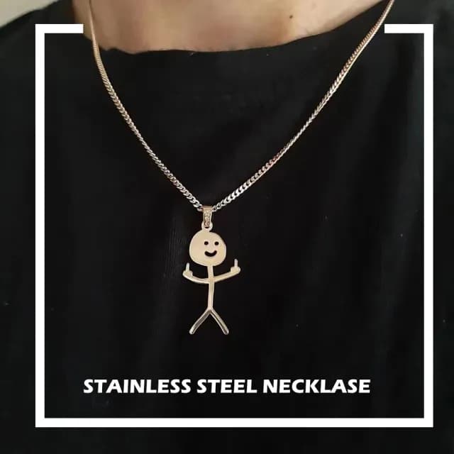 【搞笑有趣】趣味火柴造型項鍊(不鏽鋼材質 嘻哈 中性 男生 女生 塗鴉 情人節 生日禮物 頸鍊 復古)