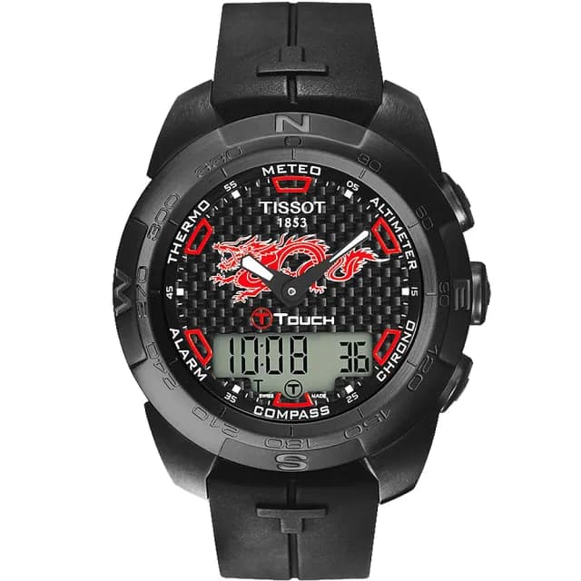 【TISSOT 天梭 官方授權】T-touch龍年紀念碳纖維鈦限定手錶 男錶 畢業 禮物(T0134204720101)