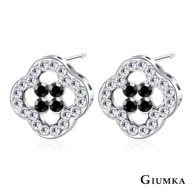 【GIUMKA】耳環．小花．採用黑色採用施華洛世奇水晶元素(情人節禮物．送禮)