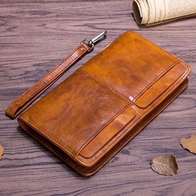 【米蘭精品】現貨+預購 手拿包真皮包包(休閒復古大容量長款男皮件情人節生日父親節禮物2色73lu26)