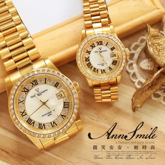 【Valentino Coupeau】晶鑽羅馬數字全金不鏽鋼殼帶男女款手錶(范倫鐵諾 古柏  VCC)