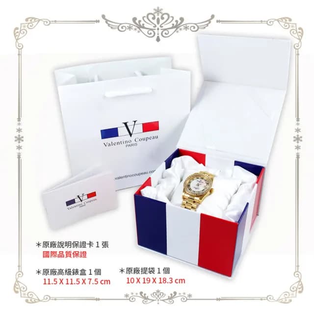 【Valentino Coupeau】晶鑽羅馬數字全金不鏽鋼殼帶男女款手錶(范倫鐵諾 古柏  VCC)