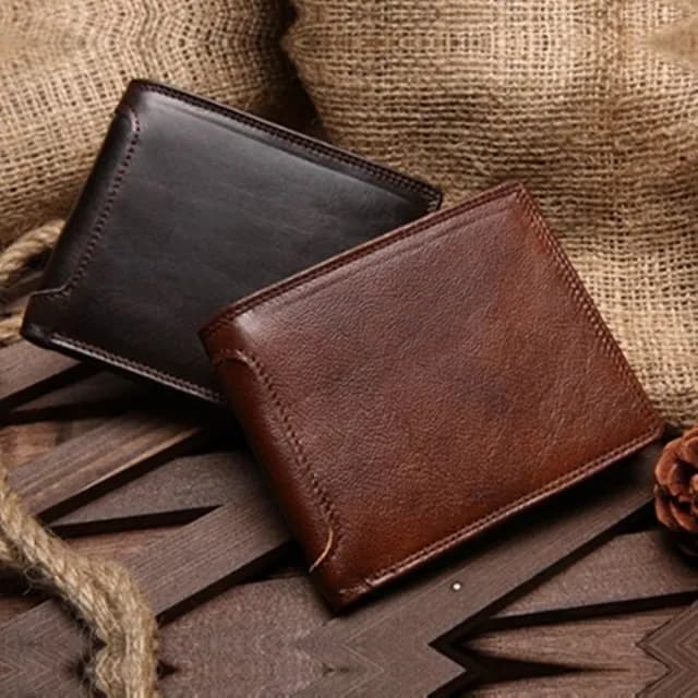 【米蘭精品】現貨+預購 短夾真皮皮夾(商務簡約休閒復古男皮件情人節生日父親節禮物2色73lu39)