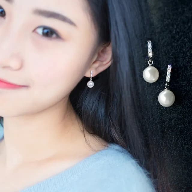【Emi 艾迷】美好晨光優雅鋯石珍珠 925銀針 耳環