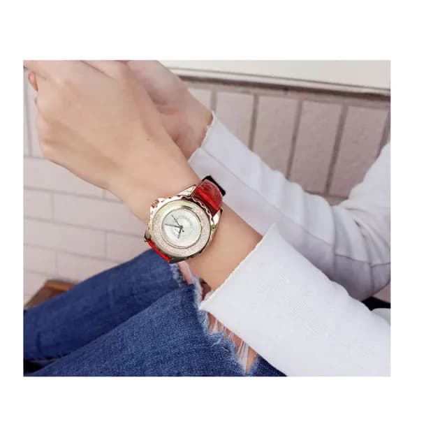 【微笑安安】香港品牌KEZZI＊雙圈滑動晶鑽皮帶女錶(共4色)