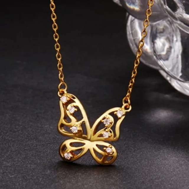 【米蘭精品】現貨+預購 玫瑰金項鍊鑲鑽吊墜(時尚優雅蝴蝶飾品母親節情人節生日聖誕節交換禮物3色73ce164)