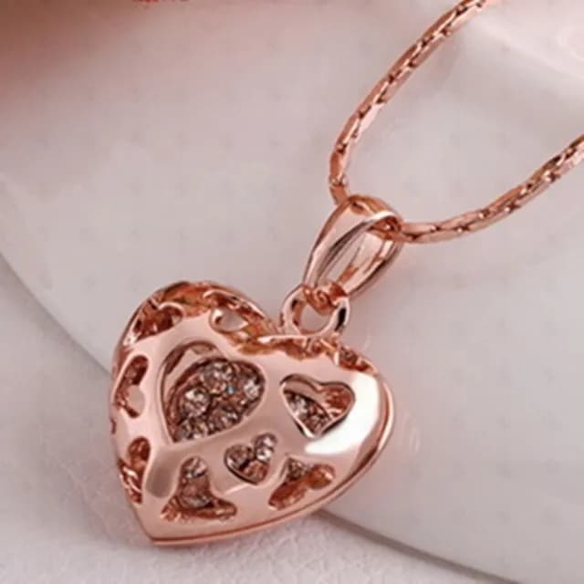 【米蘭精品】現貨+預購 玫瑰金項鍊鑲鑽吊墜(鏤空立體精美愛心時尚飾品情人節生日聖誕節交換禮物73ce13)