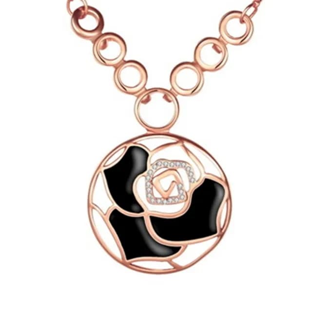 【米蘭精品】現貨+預購 玫瑰金項鍊鑲鑽吊墜(圓形時尚精美花朵飾品母親節情人節生日聖誕節禮物3色73ce154)