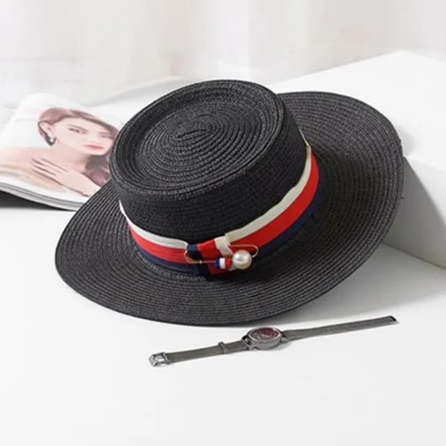 【米蘭精品】現貨+預購 草帽防曬遮陽平頂帽(戶外渡假時尚個性女帽子母親節禮物5色73rp52)