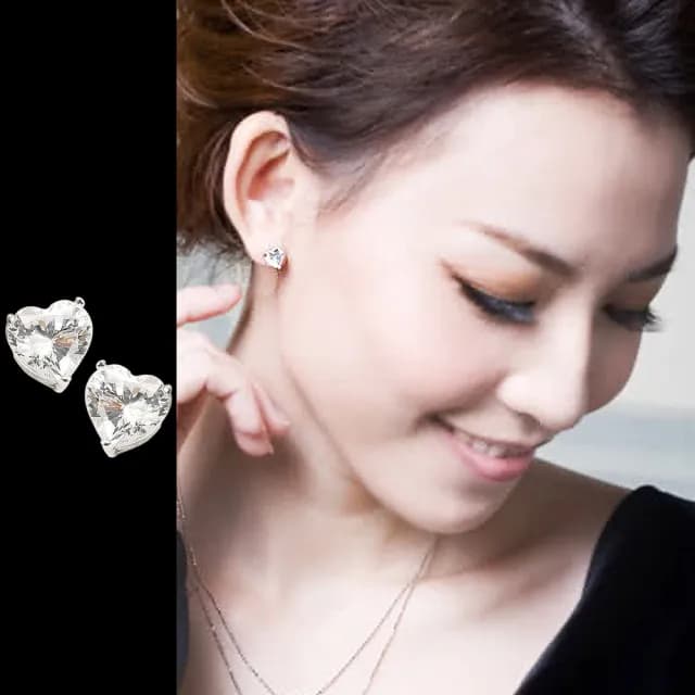 【山本美樹】heart 愛心奧地利水晶鑽針式耳環(MIT)