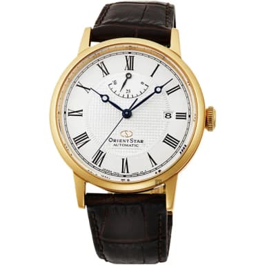 【ORIENT 東方錶】東方之星 CLASSIC 羅馬機械錶-金框x咖啡/38.7mm 送禮 禮物 推薦(RE-AU0001S)