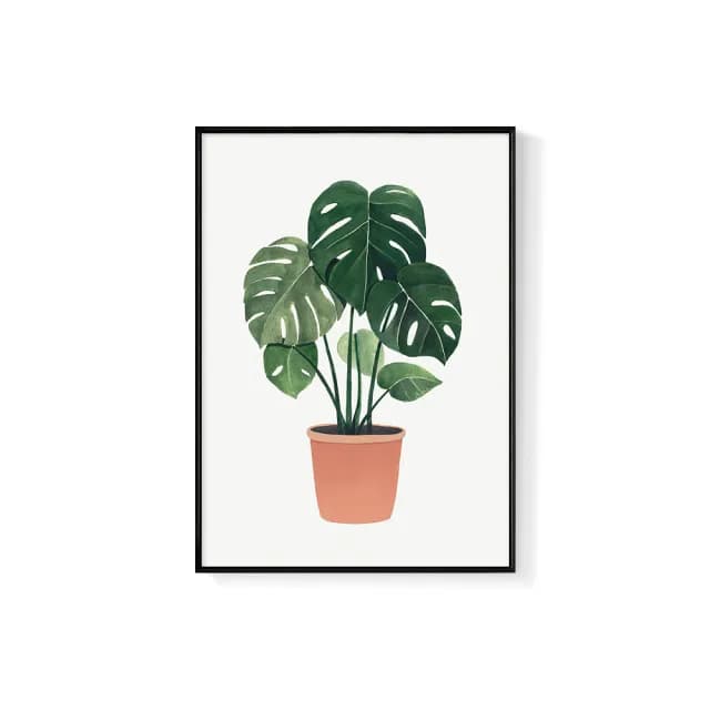 【菠蘿選畫所】盆栽意趣 – 龜背芋-42x60cm(畫/植物/餐桌佈置/拍照道具/咖啡廳/客廳)