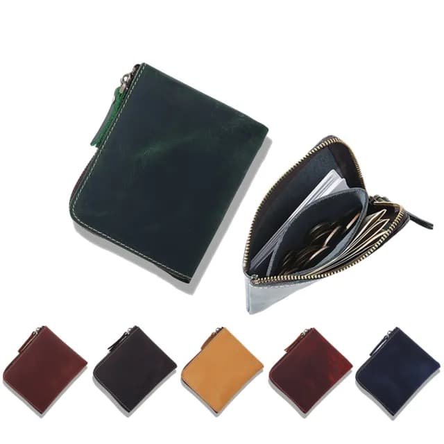 【玩皮工坊】真皮復古瘋馬牛皮復古變色輕薄拉鏈零錢包 LH198 男女零錢包(四色可選)