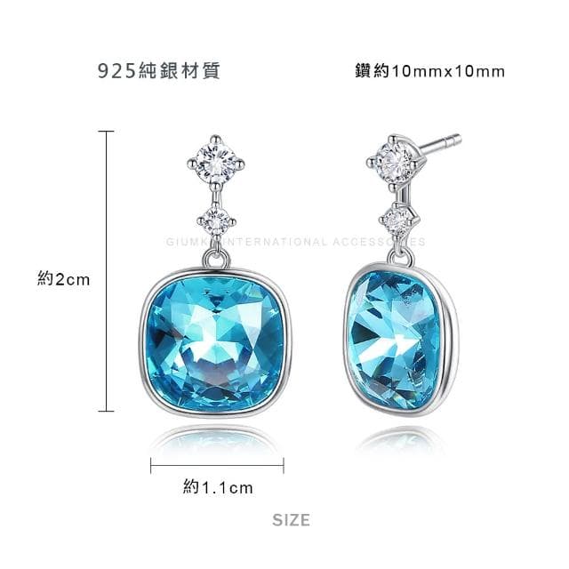 【GIUMKA】新年禮物．純銀耳環．採施華洛世奇水晶元素(藍色)
