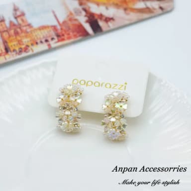 【Anpan】925銀針韓東大門OL百搭貝殼花朵C型耳環