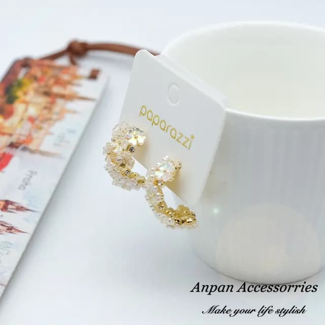 【Anpan】925銀針韓東大門OL百搭貝殼花朵C型耳環