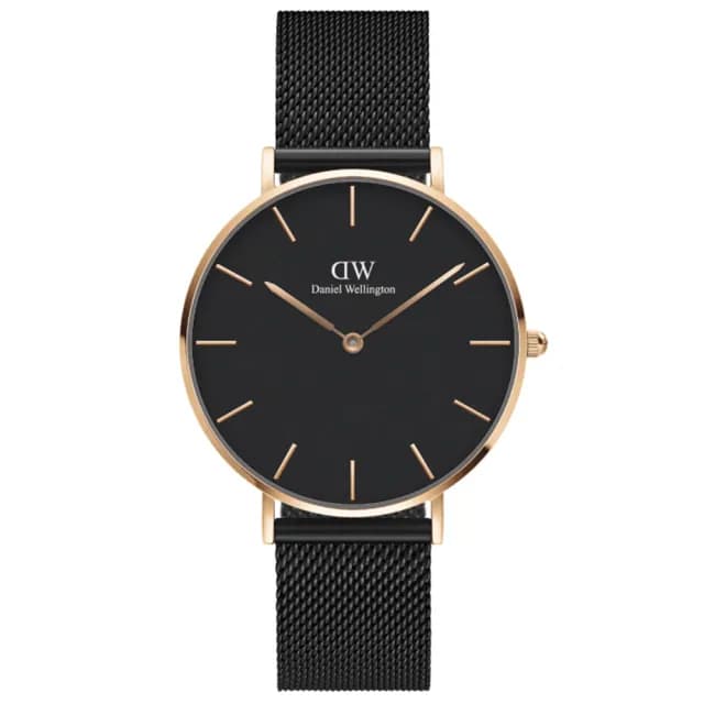 【Daniel Wellington】DW 手錶  Petite Ashfield 36mm寂靜黑米蘭金屬錶(DW00100307)