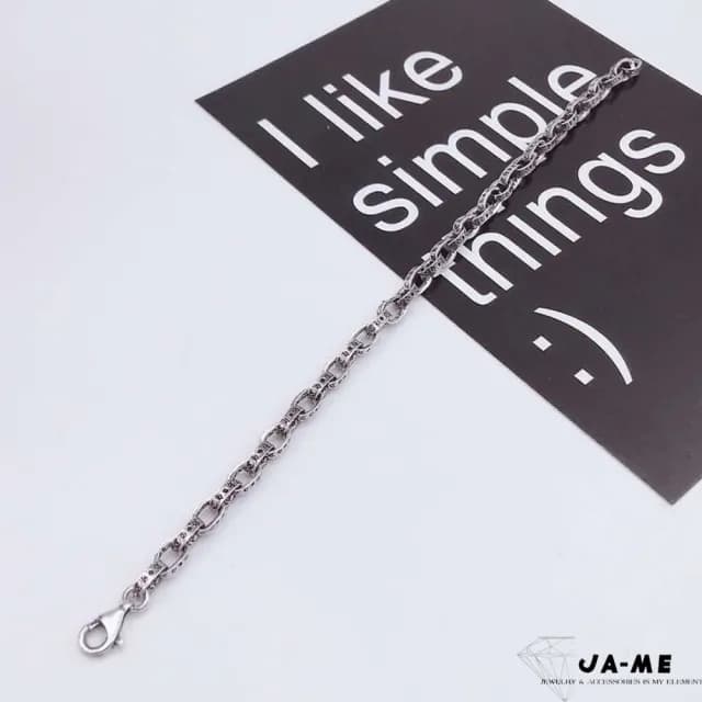 【JA-ME】千足銀復古六字真言手鍊(開運避邪/情人節/禮物/現貨)