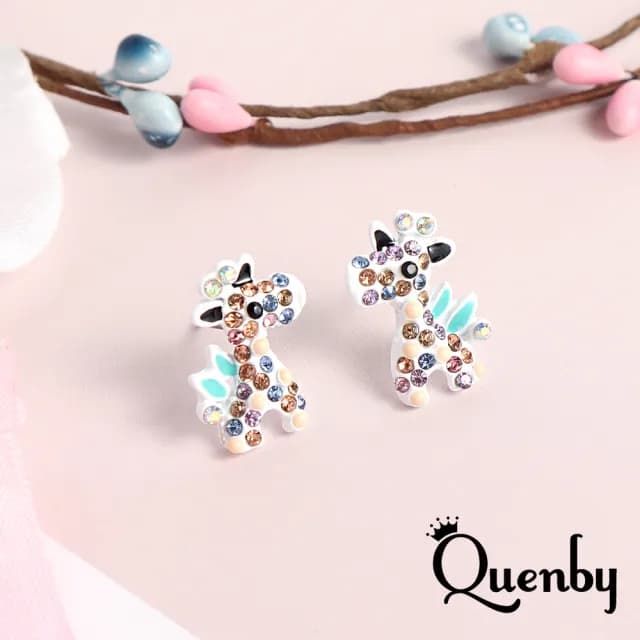 【Quenby】925純銀 彩鑽小馬偽少女心耳環/耳針(耳環/配件/交換禮物) - momo購物網 - 好評推薦 -