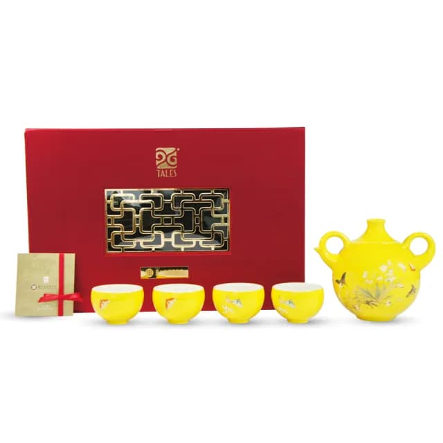 【TALES 神話言】故宮神話-百蝶茶具1壺4杯(文創 禮品 禮物 收藏 器皿)