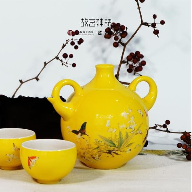 【TALES 神話言】故宮神話-百蝶茶具1壺4杯(文創 禮品 禮物 收藏 器皿)