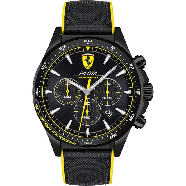 【Ferrari 法拉利】Pilota 賽車手三眼計時錶 禮物 送禮 推薦(0830622)