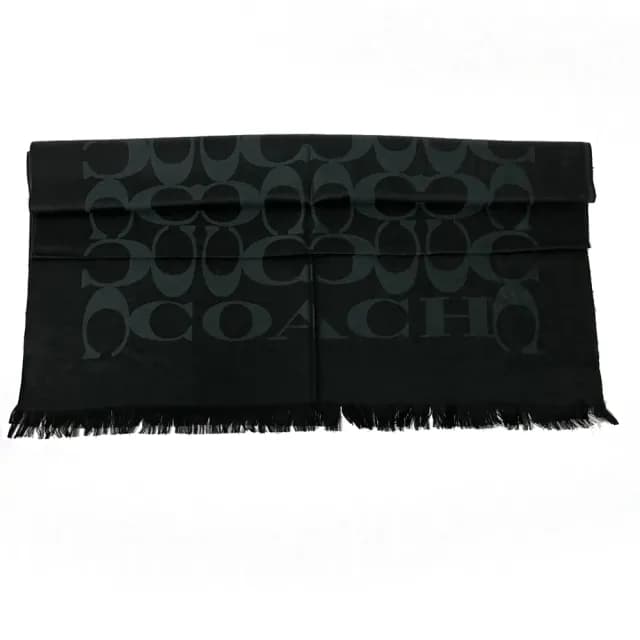 【COACH】C LOGO羊毛混桑蠶絲巾圍巾(黑)