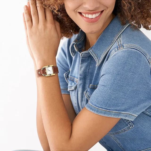 【FOSSIL】Harwell 復古鎖頭造型女錶-28mm 禮物 送禮 推薦(ES5264)