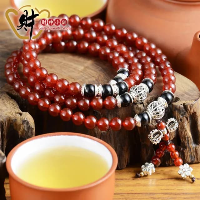 【財神小舖】108珠藏銀手鍊 佛珠 念珠 平安祈福 開運 轉運(已開光 3款可選 佛教七寶  保平安 護身)