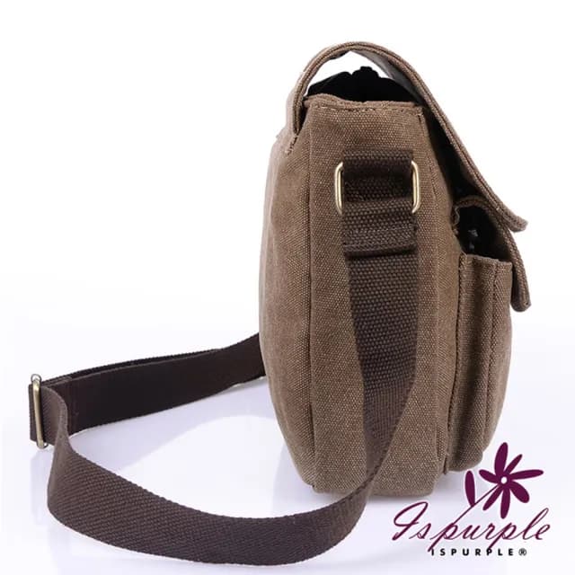 【iSPurple】父親節禮物 經典複刻＊帆布男性斜垮方肩背包/卡其
