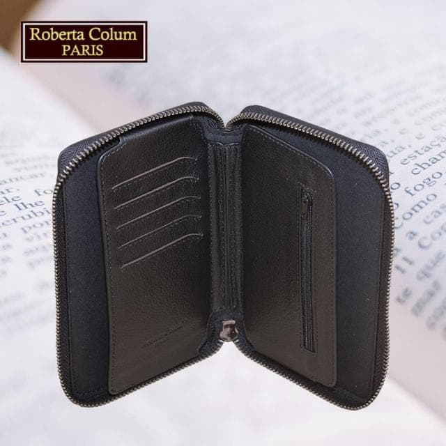 【Roberta Colum】母親節禮物 諾貝達專櫃男用長夾 進口牛皮 手機護照夾(黑色 67811-1)