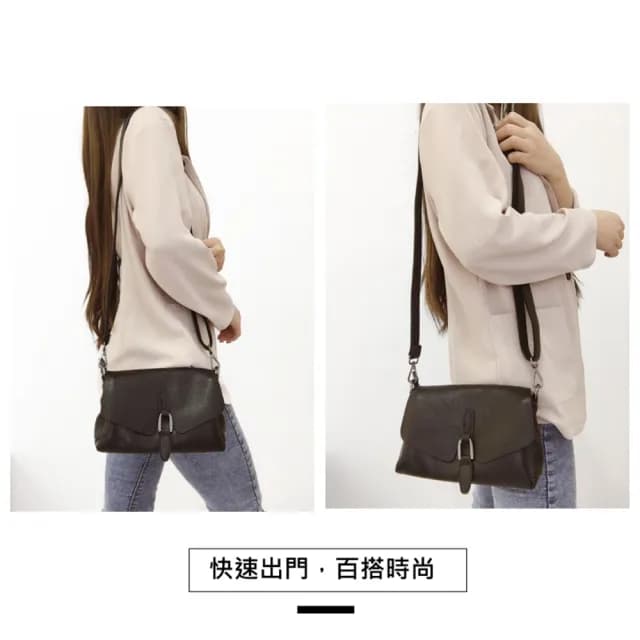 【玩皮工坊】情人節禮物 真皮頭層牛皮三拉鍊簡約女士肩背包單肩包女包LB557(真皮包包 4款可選)