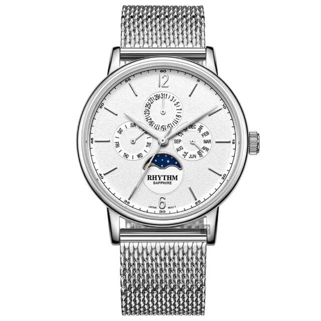 【RHYTHM 麗聲】日月相日期手錶-42mm 送禮 禮物 推薦(FI1608S01)