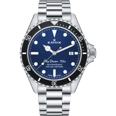 【EDOX 伊度】SkyDiver 傘兵悍將機械錶-藍/42mm 送禮 禮物 推薦(E80112.3NM.BUI)