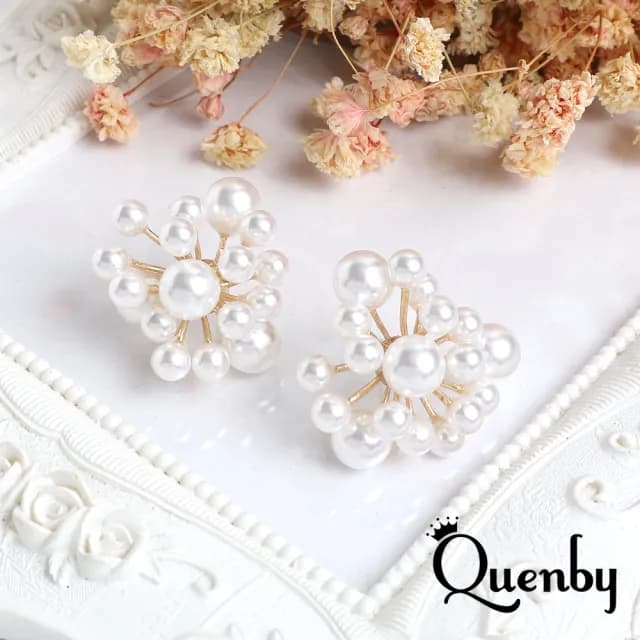 【Quenby】925純銀 日韓微甜美風珍珠花朵耳環(耳針/飾品/配件) - momo購物網 - 好評推薦 -