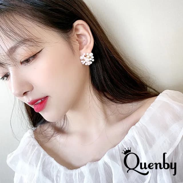 【Quenby】925純銀 日韓微甜美風珍珠花朵耳環(耳針/飾品/配件) - momo購物網 - 好評推薦 -